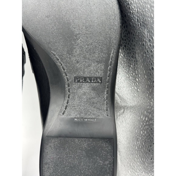 Prada Black Leather Buckle Loafers Men's US 7 Made in Italy New In Box - Picture 12 of 13